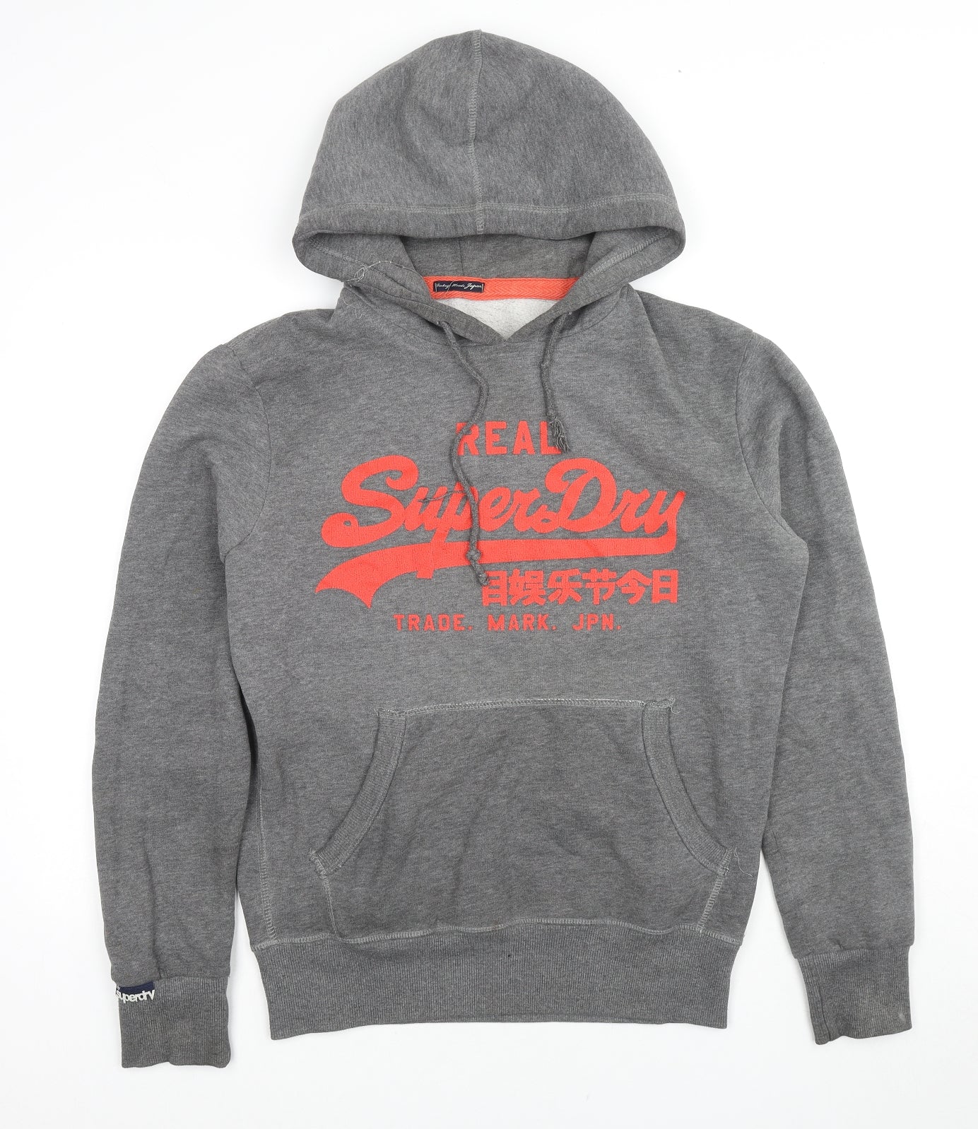 Superdry Mens Grey Cotton Pullover Hoodie Size S - Logo