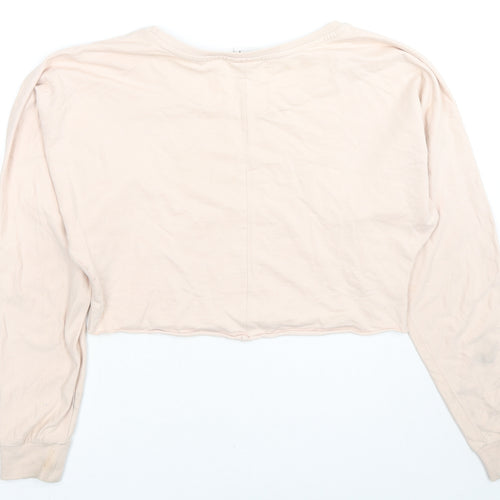 Disney Womens Beige Cotton Pullover Sweatshirt Size 8 Pullover - Tinker Bell Made You Look