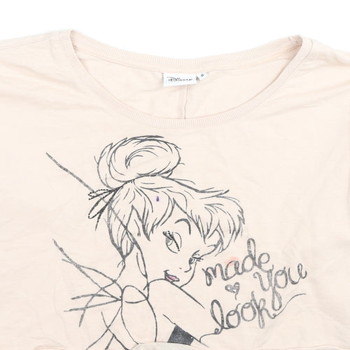 Disney Womens Beige Cotton Pullover Sweatshirt Size 8 Pullover - Tinker Bell Made You Look