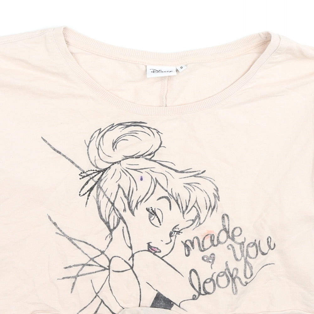 Disney Womens Beige Cotton Pullover Sweatshirt Size 8 Pullover - Tinker Bell Made You Look