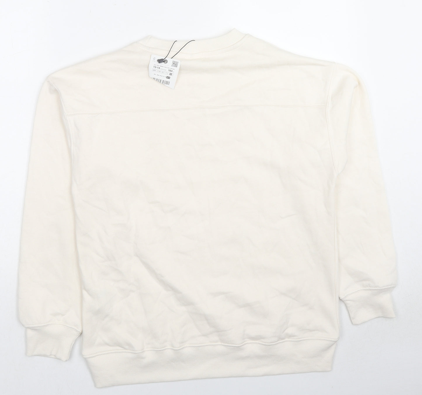 Zara Boys Ivory Polyester Pullover Sweatshirt Size 13-14 Years Pullover
