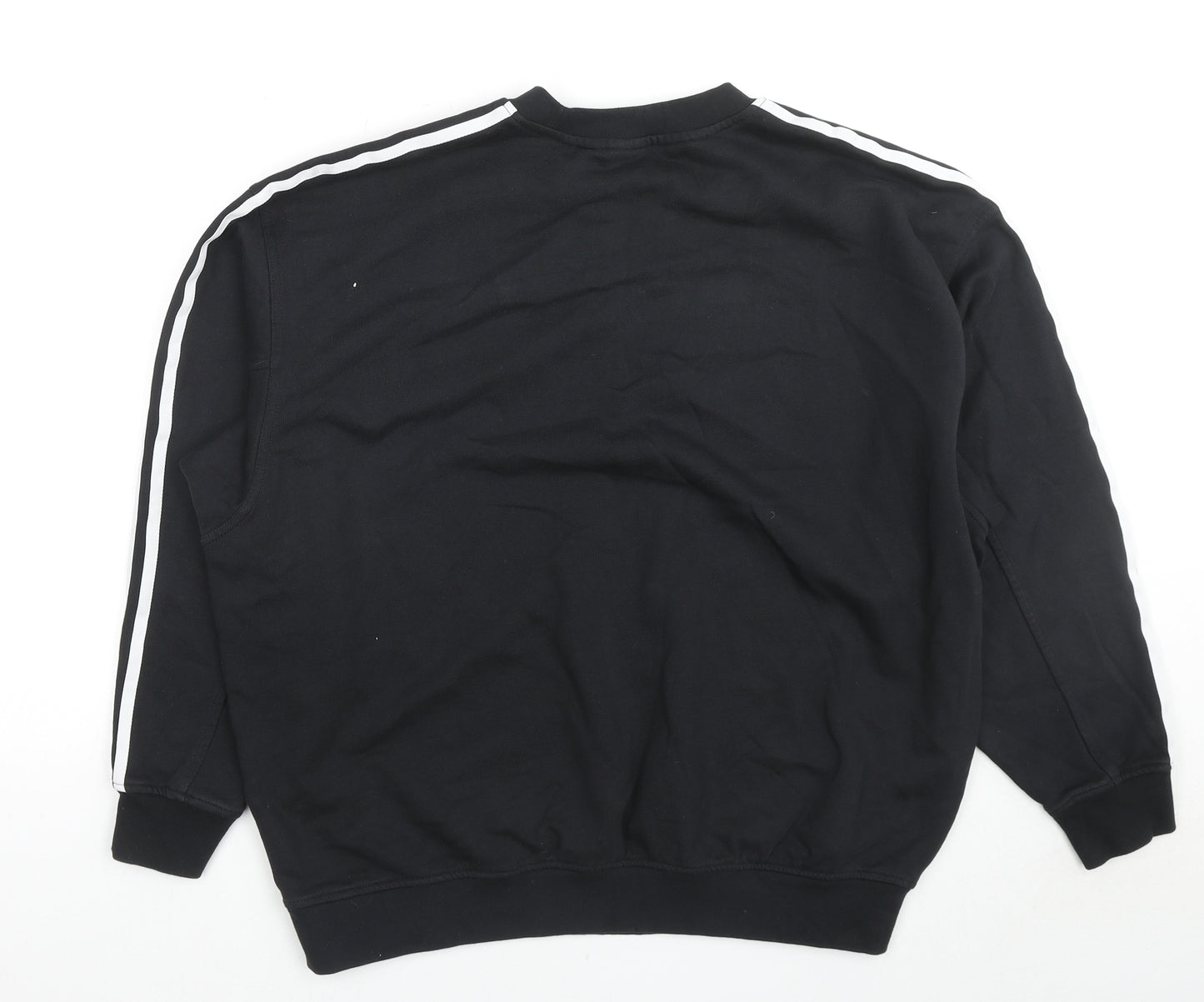 adidas Womens Black Striped Cotton Pullover Sweatshirt Size 8 Pullover - Logo