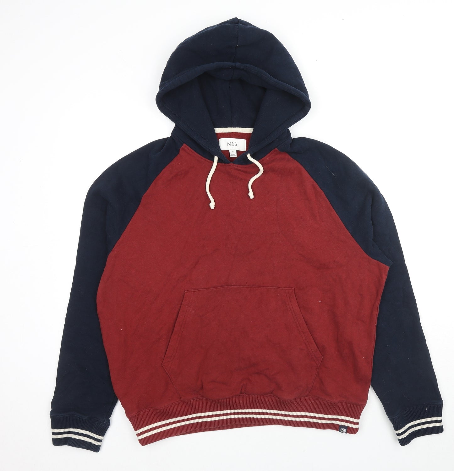 Marks and Spencer Mens Red Cotton Pullover Hoodie Size XL