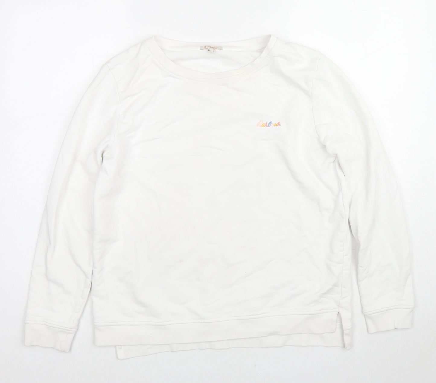 Barbour Womens White Cotton Pullover Sweatshirt Size 10 Pullover - Embroidered Logo