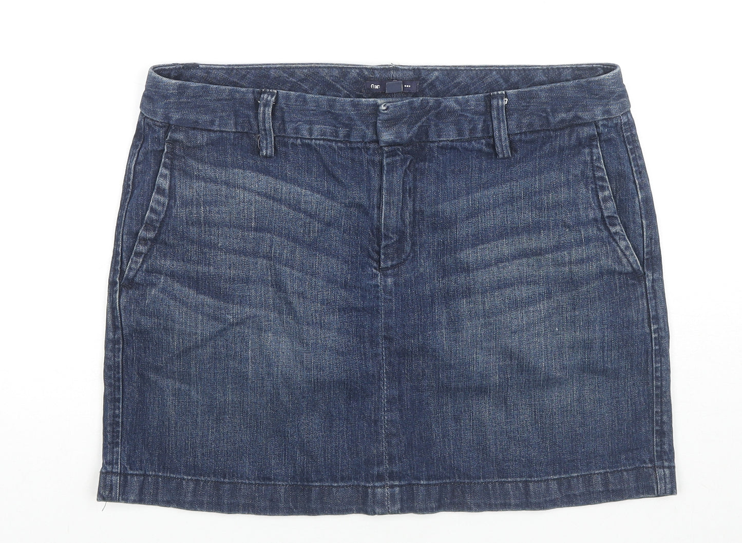 Gap Womens Blue Cotton Mini Skirt Size 8 Zip