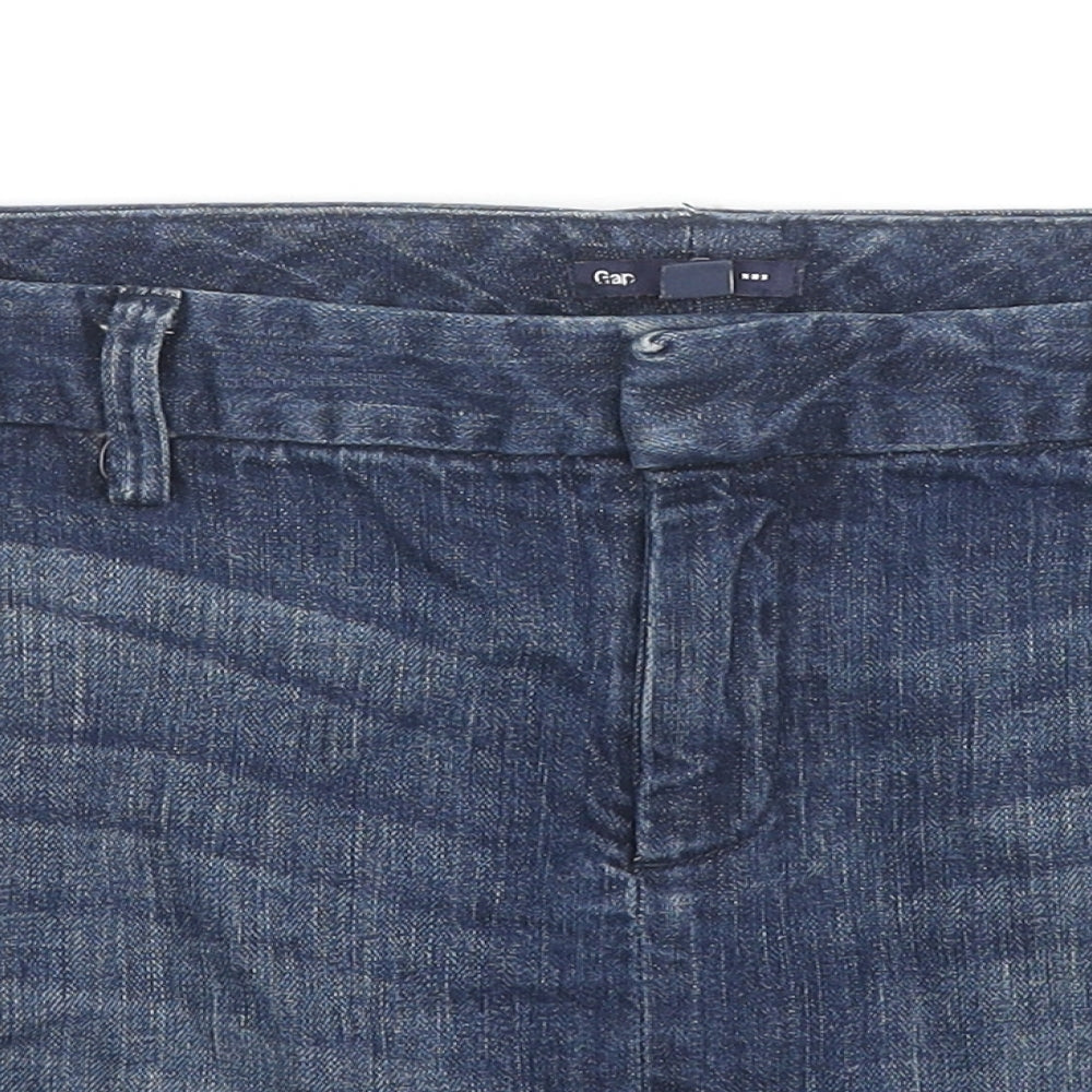 Gap Womens Blue Cotton Mini Skirt Size 8 Zip