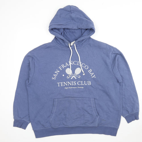 H&M Womens Blue Cotton Pullover Hoodie Size L Pullover - San Francisco Tennis Club
