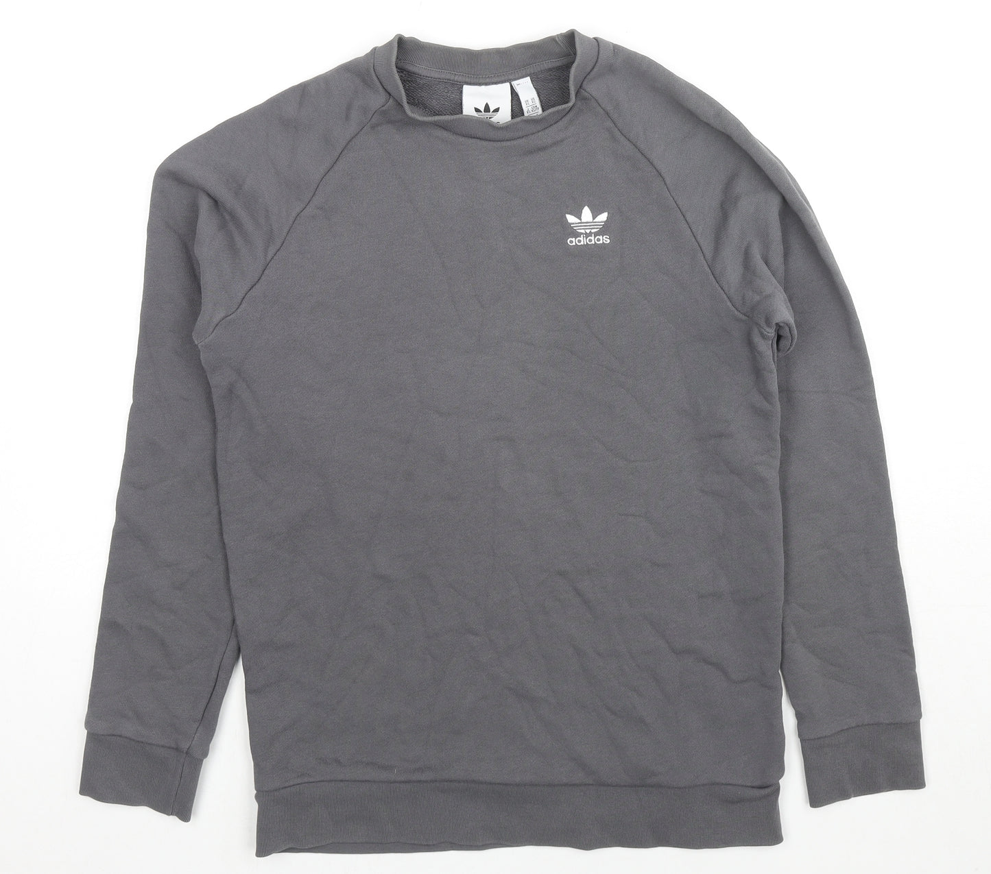adidas Mens Grey Cotton Pullover Sweatshirt Size XS - Logo
