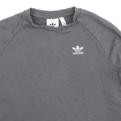 adidas Mens Grey Cotton Pullover Sweatshirt Size XS - Logo
