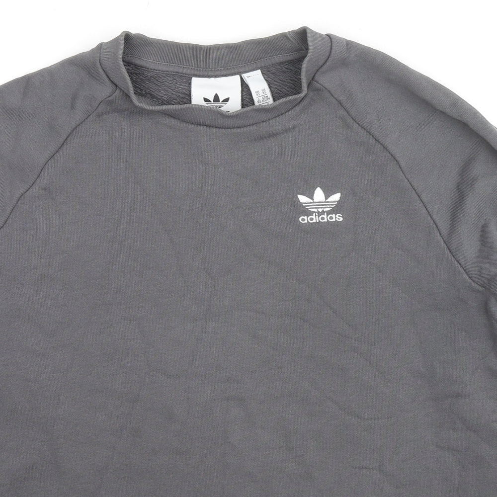 adidas Mens Grey Cotton Pullover Sweatshirt Size XS - Logo