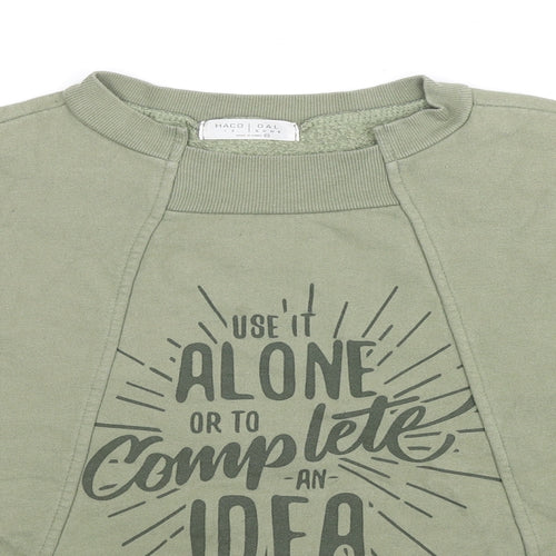 Haco Dal Womens Green Cotton Pullover Sweatshirt Size 12 Pullover - Use It Alone Or To Complete An Idea, Cropped