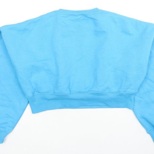 Boohoo Womens Blue Cotton Pullover Sweatshirt Size S Pullover