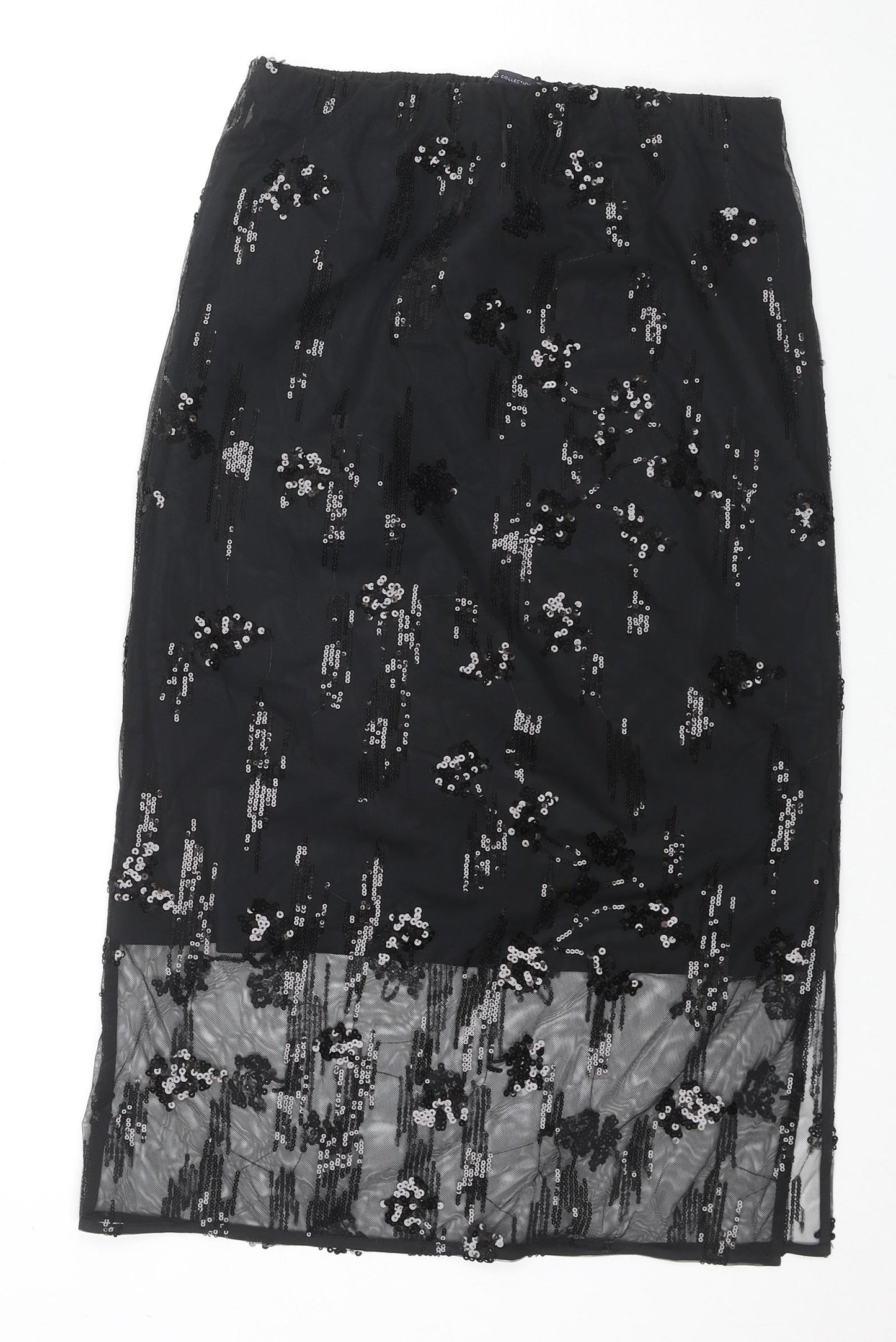 Marks and Spencer Womens Black Polyester A-Line Skirt Size 10 - Sequin Detail