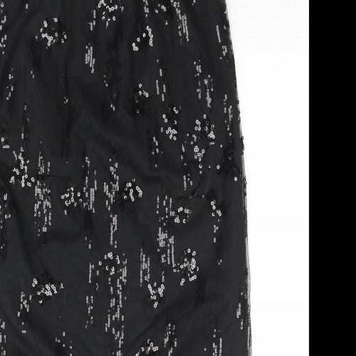 Marks and Spencer Womens Black Polyester A-Line Skirt Size 10 - Sequin Detail