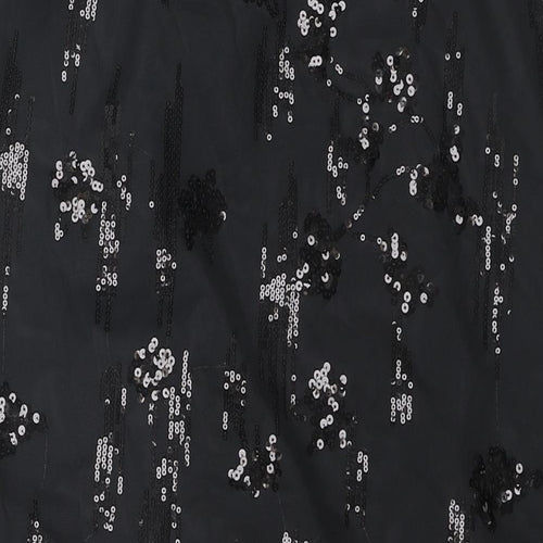 Marks and Spencer Womens Black Polyester A-Line Skirt Size 10 - Sequin Detail