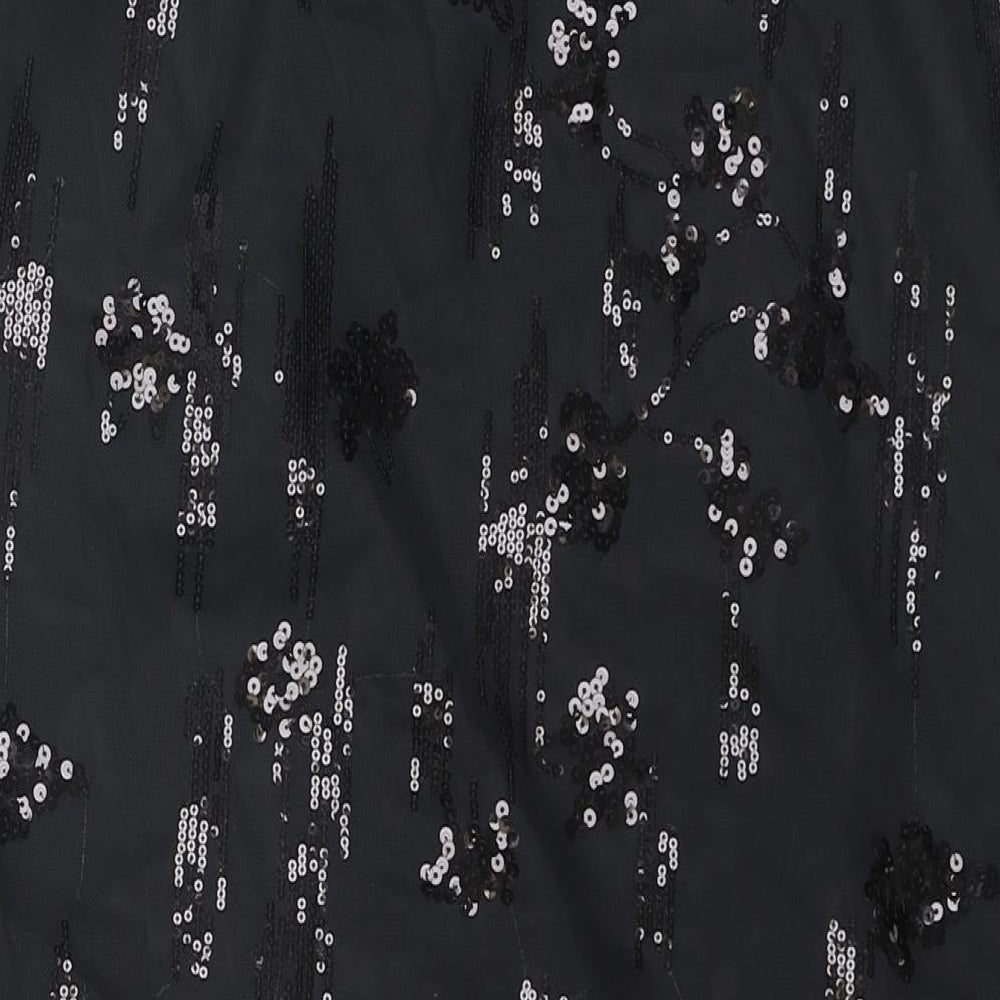 Marks and Spencer Womens Black Polyester A-Line Skirt Size 10 - Sequin Detail