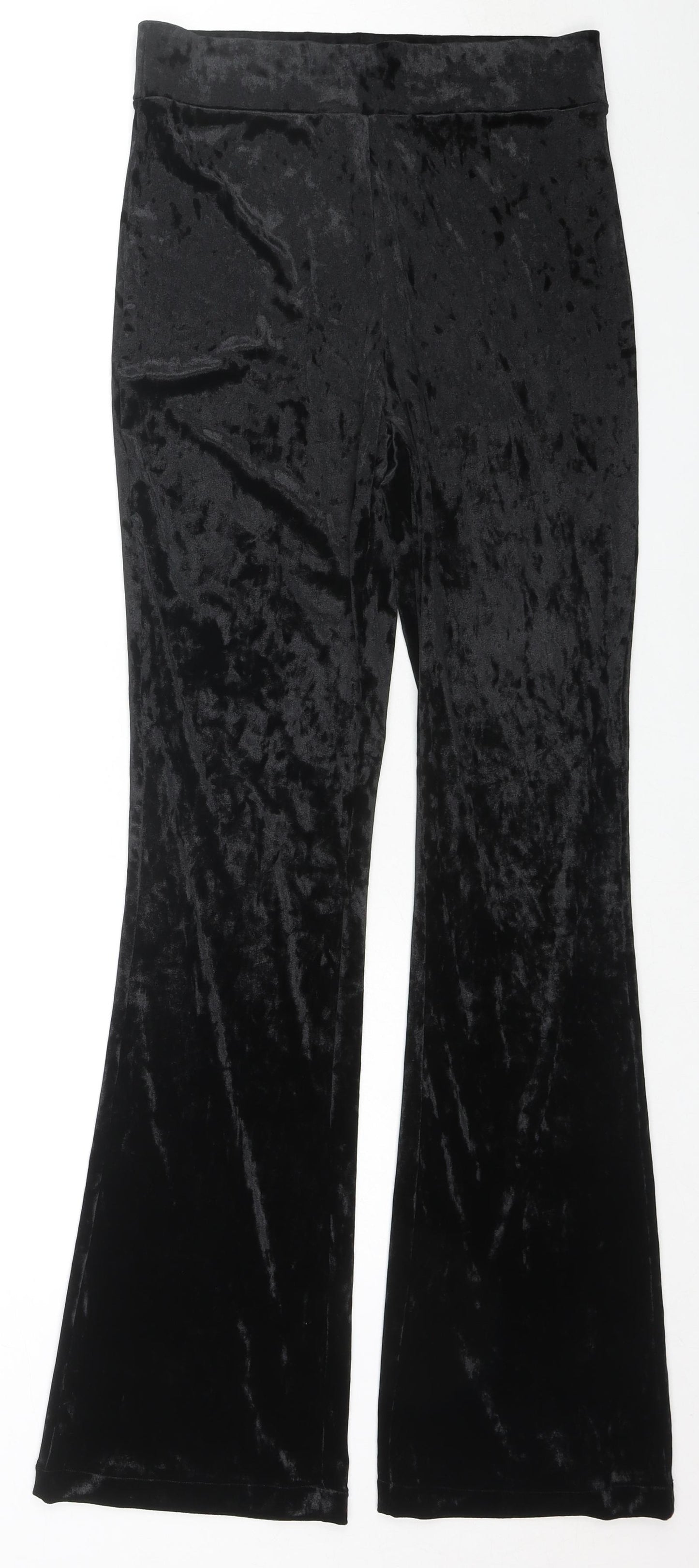 Marks and Spencer Womens Black Polyester Trousers Size 10 L32 in Slim