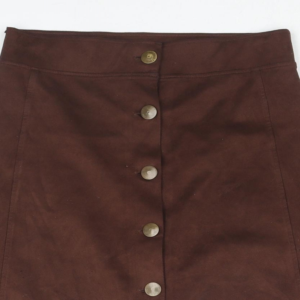 TU Womens Blue Polyester A-Line Skirt Size 12 Button