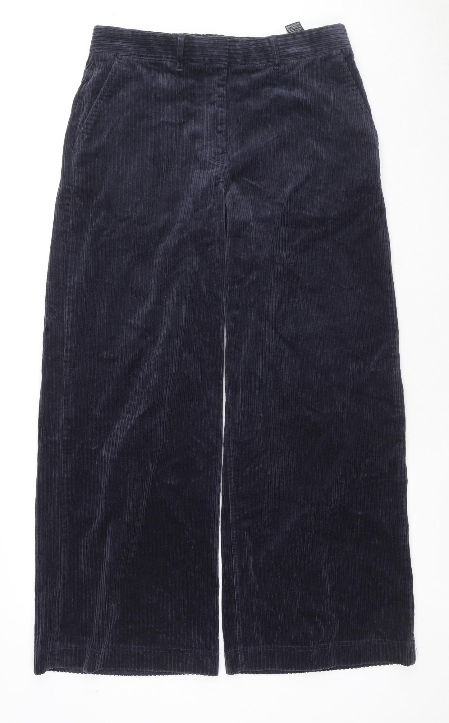 Per Una Womens Blue Cotton Trousers Size 12 L27 in Regular Zip