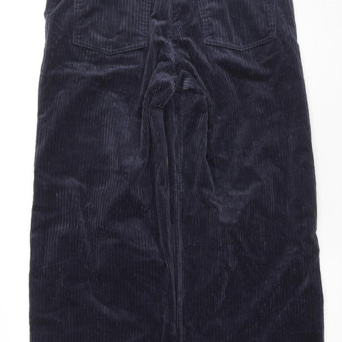 Per Una Womens Blue Cotton Trousers Size 12 L27 in Regular Zip