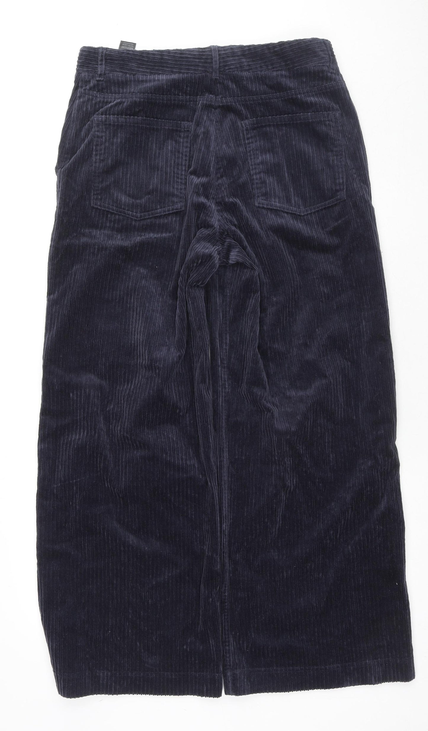 Per Una Womens Blue Cotton Trousers Size 12 L27 in Regular Zip