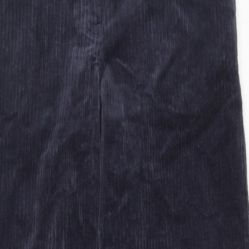 Per Una Womens Blue Cotton Trousers Size 12 L27 in Regular Zip