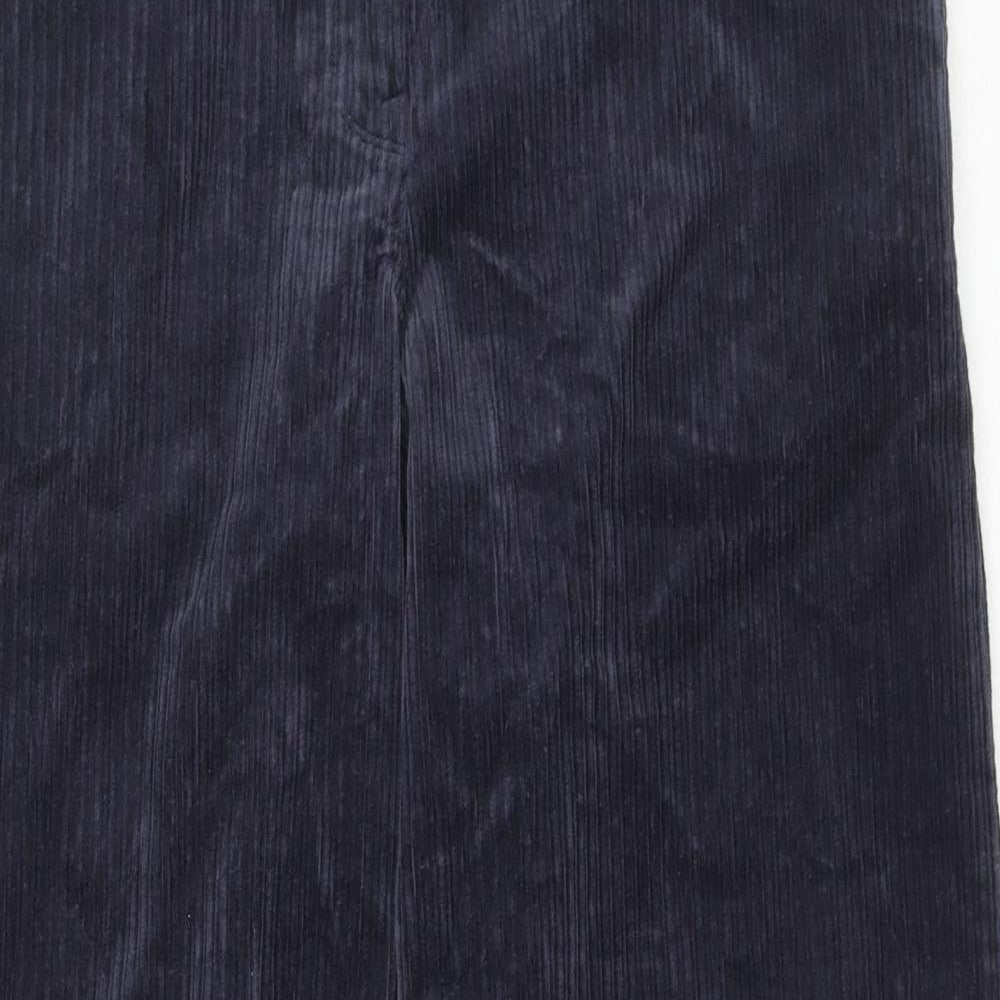 Per Una Womens Blue Cotton Trousers Size 12 L27 in Regular Zip