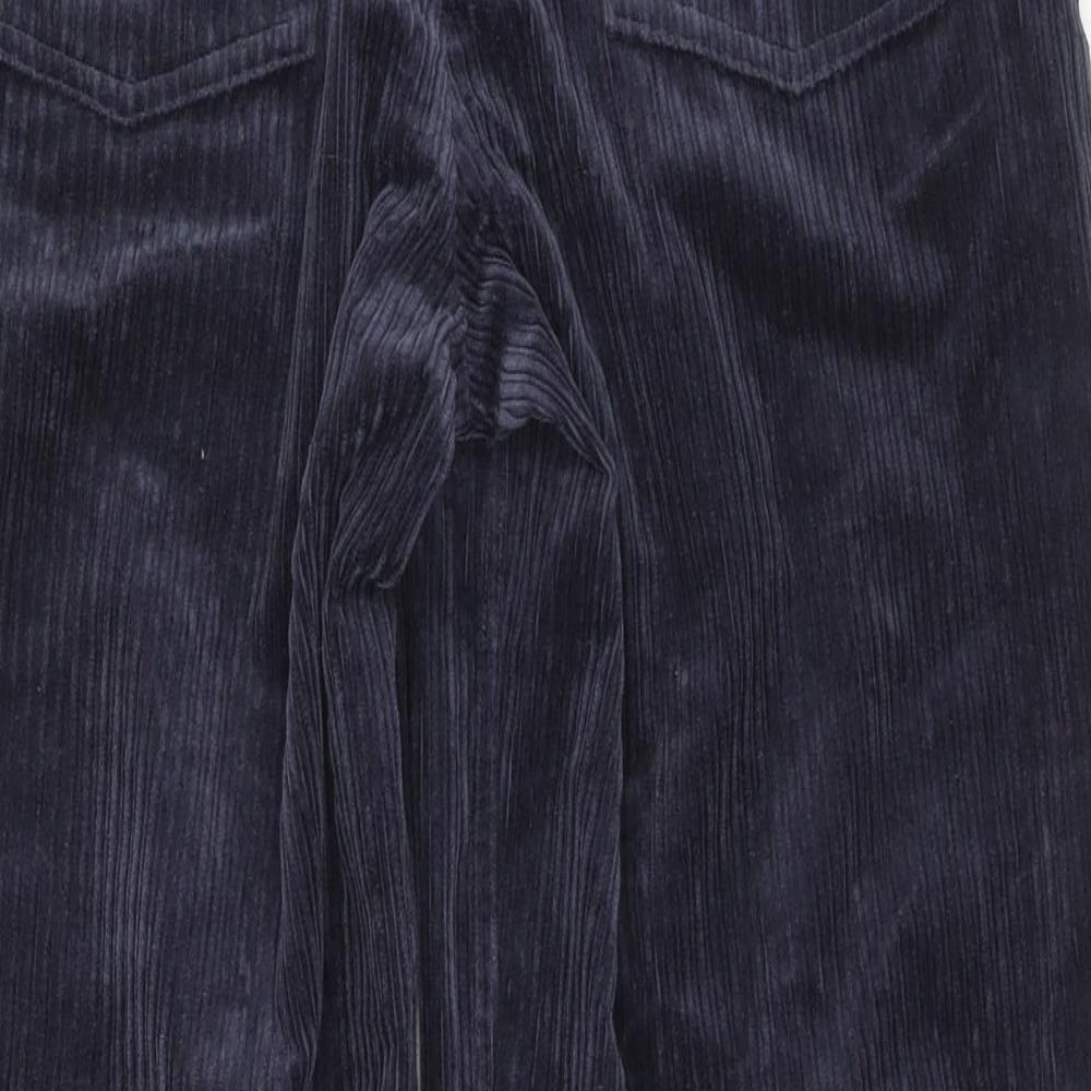 Per Una Womens Blue Cotton Trousers Size 12 L27 in Regular Zip