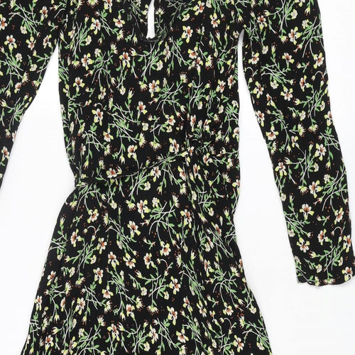 Topshop Womens Multicoloured Floral Viscose Wrap Dress Size 10 V-Neck Tie - Frill