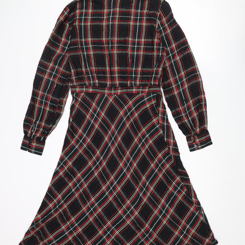 H&M Womens Multicoloured Check Viscose Shirt Dress Size 10 Collared Button