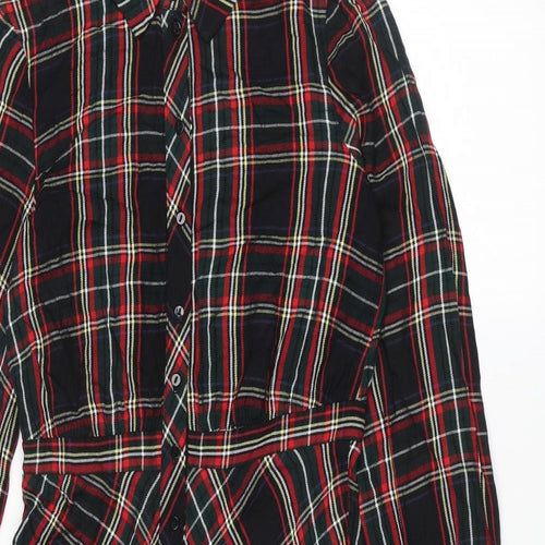 H&M Womens Multicoloured Check Viscose Shirt Dress Size 10 Collared Button