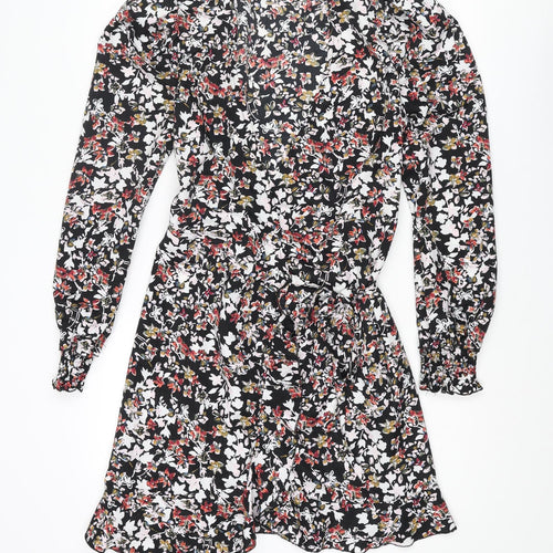 Little Mistress Womens Multicoloured Floral Polyester Wrap Dress Size 6 V-Neck Tie - Frill