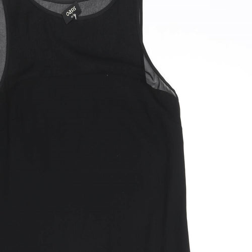 Oasis Womens Black Polyester Shift Size 12 Round Neck Zip - Feather Frill
