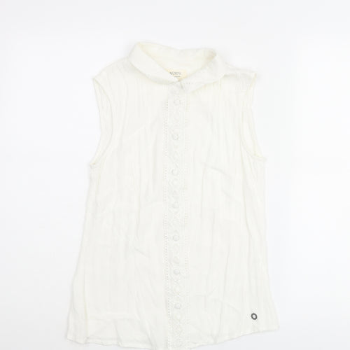 Nümph Womens White Polyester Basic Blouse Size 12 Collared - Lace Trim