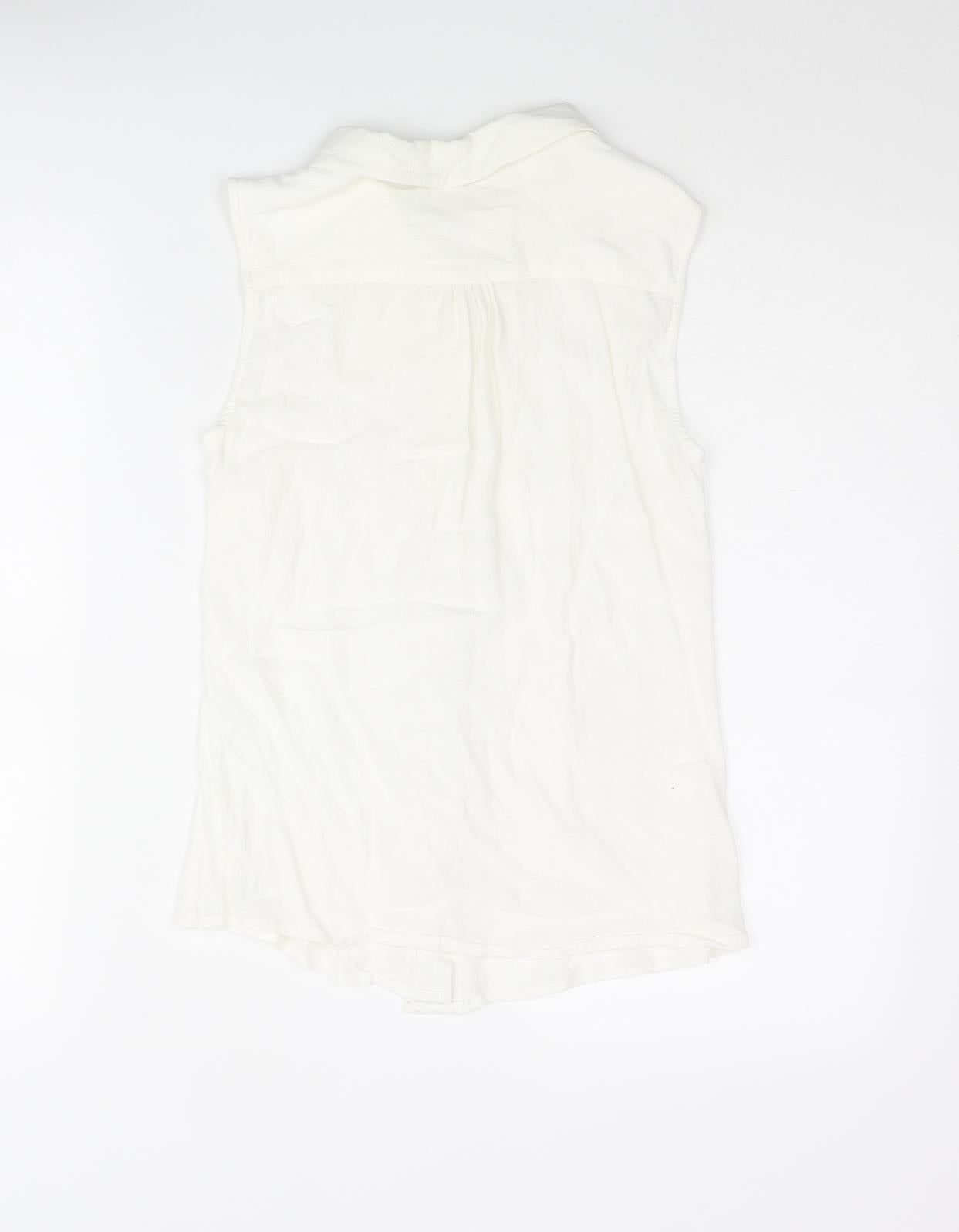 Nümph Womens White Polyester Basic Blouse Size 12 Collared - Lace Trim