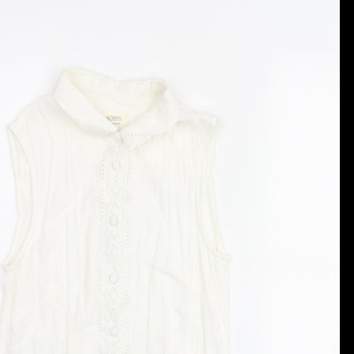 Nümph Womens White Polyester Basic Blouse Size 12 Collared - Lace Trim