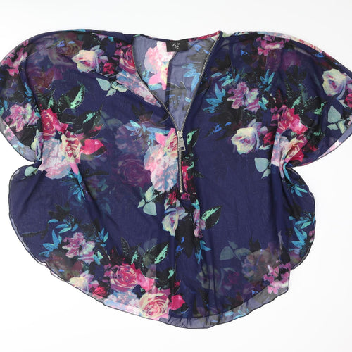 AX Paris Womens Multicoloured Floral Polyester Cover Up Size S - Zip, Size S-M, Sheer