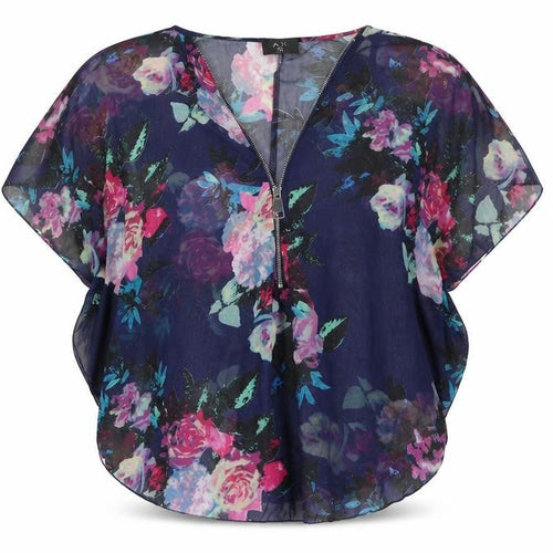 AX Paris Womens Multicoloured Floral Polyester Cover Up Size S - Zip, Size S-M, Sheer