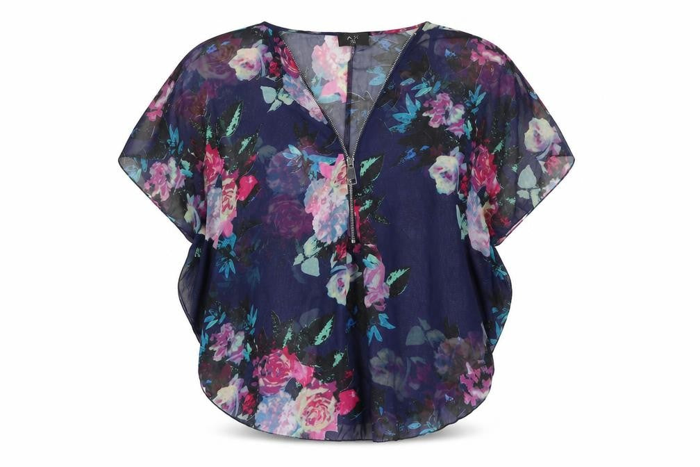 AX Paris Womens Multicoloured Floral Polyester Cover Up Size S - Zip, Size S-M, Sheer