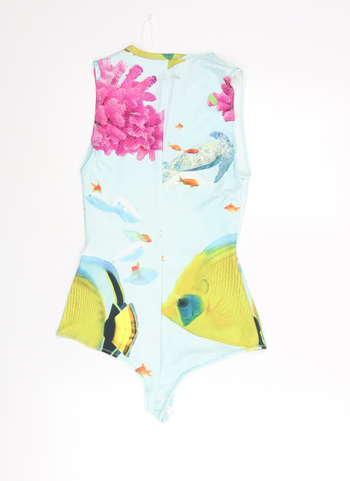 Zara Womens Blue Polyester Bodysuit One-Piece Size M Snap - Sealife Print