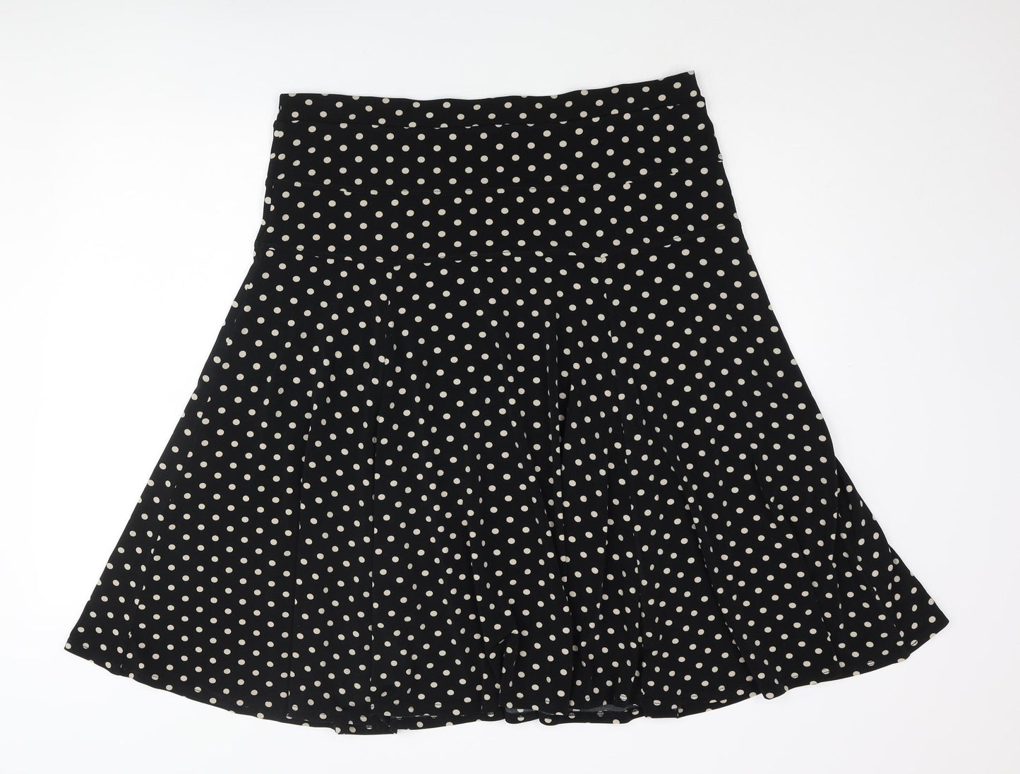 Marks and Spencer Womens Black Polka Dot Polyester Flare Skirt Size 18