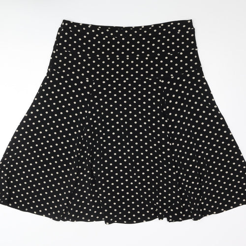 Marks and Spencer Womens Black Polka Dot Polyester Flare Skirt Size 18