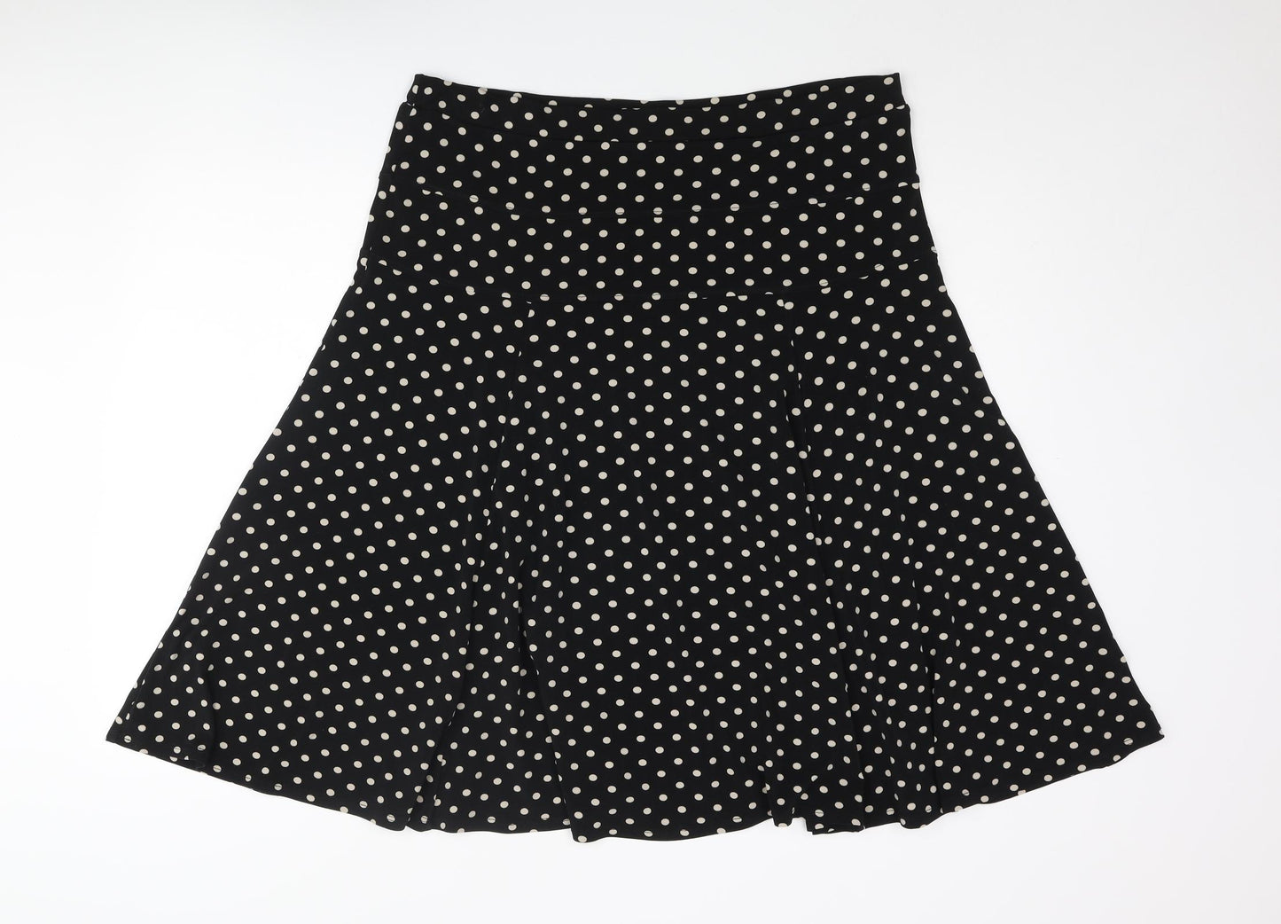 Marks and Spencer Womens Black Polka Dot Polyester Flare Skirt Size 18