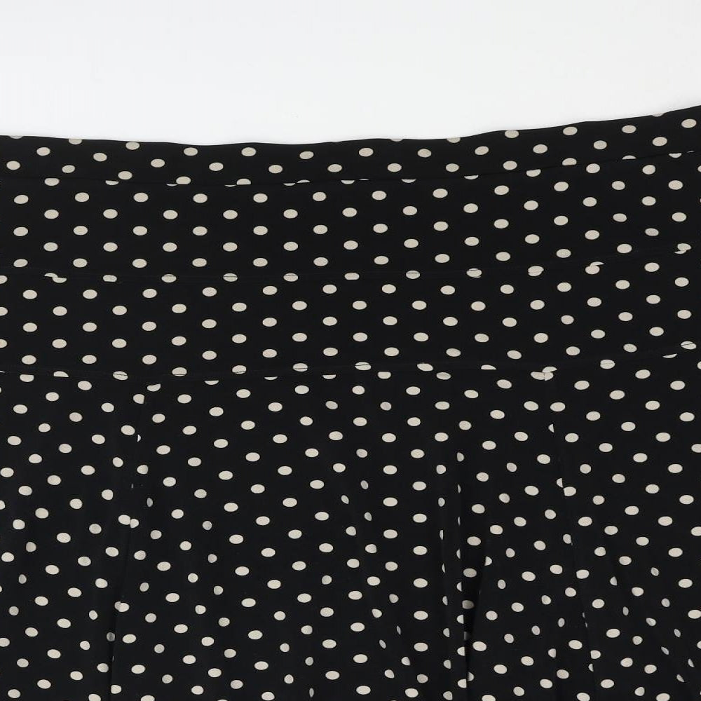 Marks and Spencer Womens Black Polka Dot Polyester Flare Skirt Size 18