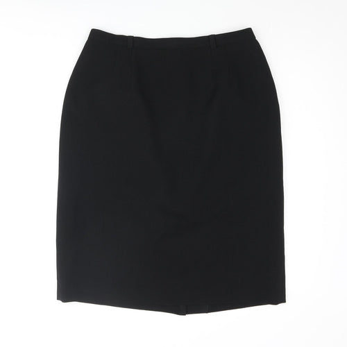 Viyella Womens Black Polyester Straight & Pencil Skirt Size 14 Zip