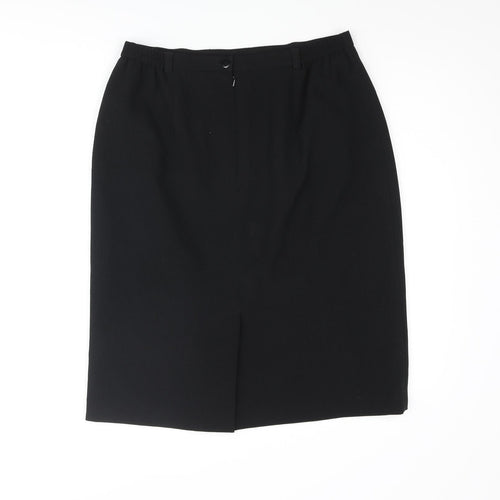 Viyella Womens Black Polyester Straight & Pencil Skirt Size 14 Zip