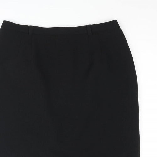 Viyella Womens Black Polyester Straight & Pencil Skirt Size 14 Zip
