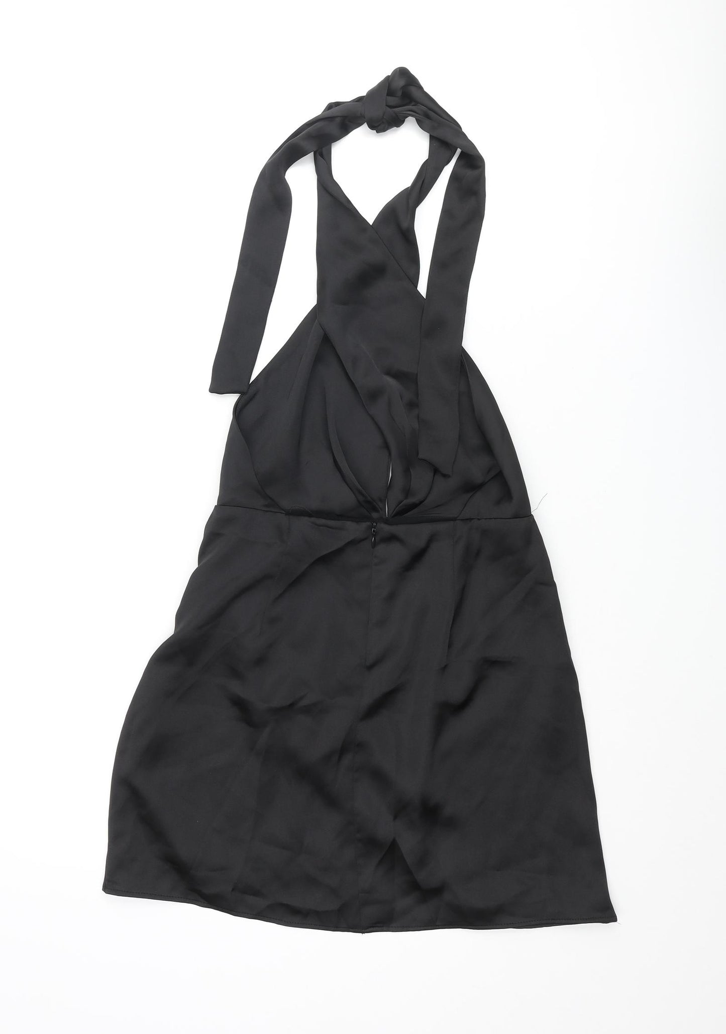 Zara Womens Black Polyester Basic Blouse Size S Halter - Rouched