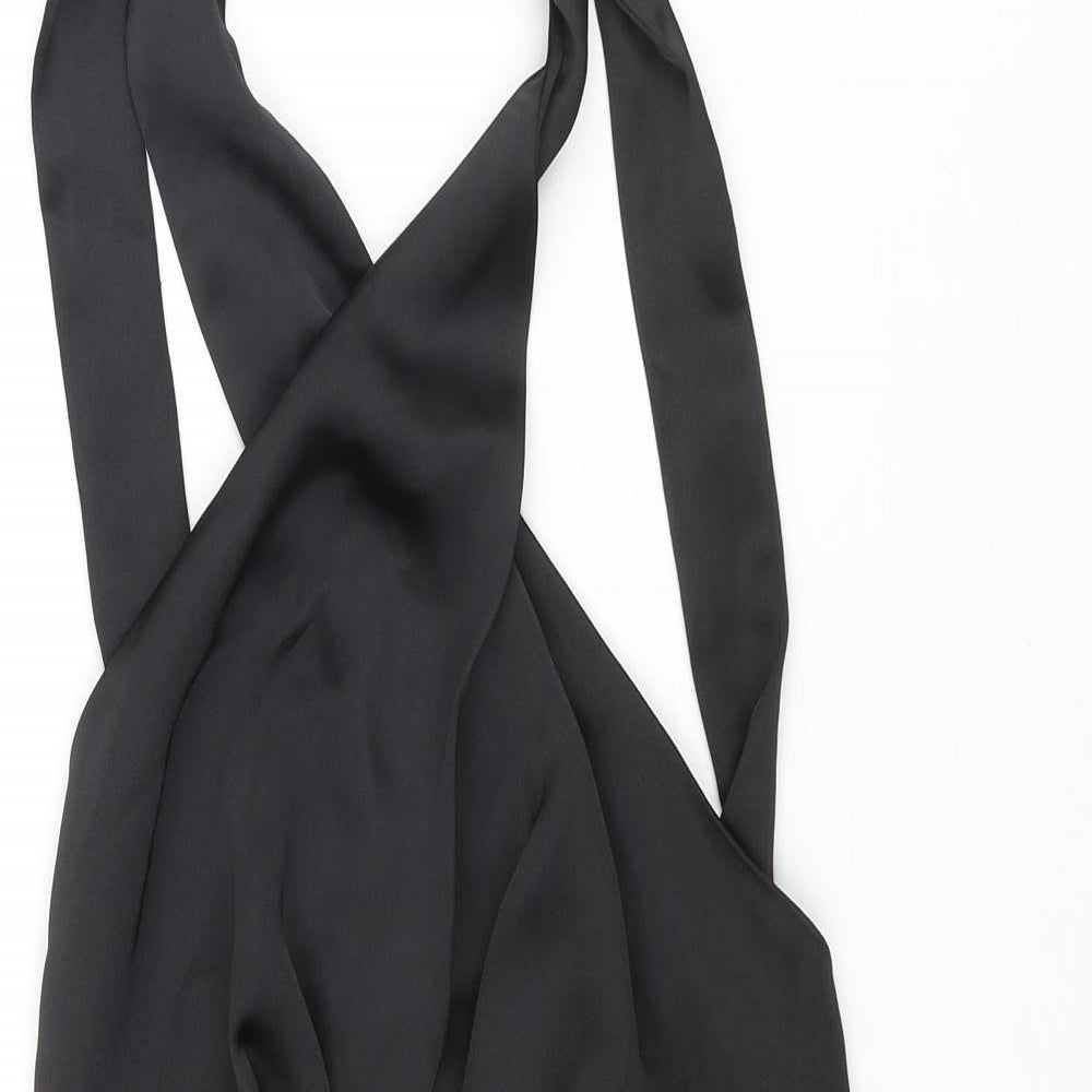 Zara Womens Black Polyester Basic Blouse Size S Halter - Rouched
