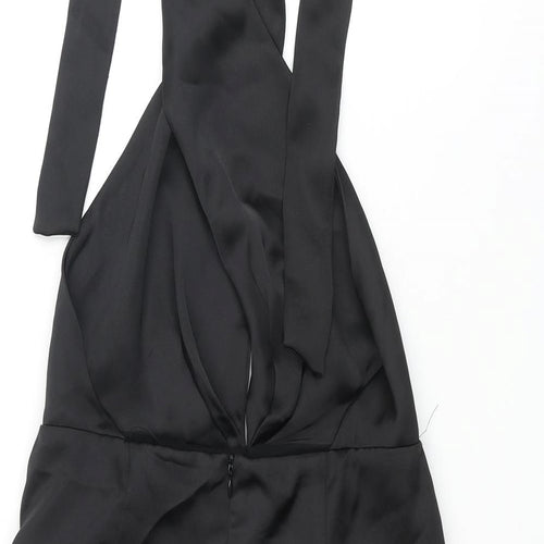 Zara Womens Black Polyester Basic Blouse Size S Halter - Rouched